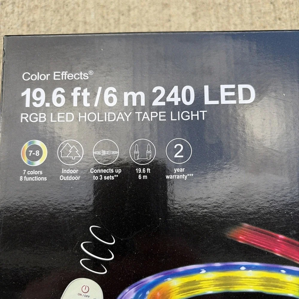 19.6 Foot GE Color Effects 180 LED Light Multicolor Christmas Tape Lights